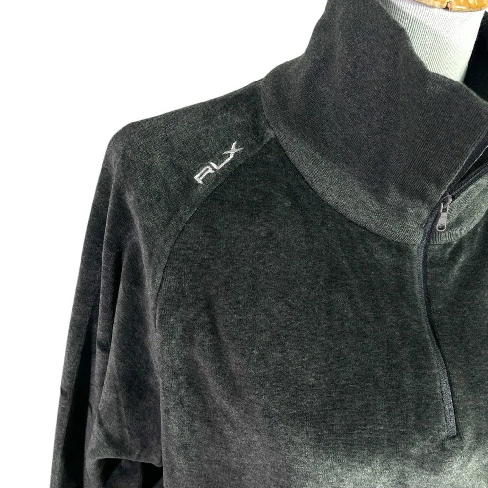 Ralph Lauren RLX Velour Golf 1/4 Zip Womens Medium Gray Pullover Sweatshirt
